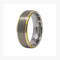 Shop the Grey Tungsten Carbide Ring with Gold Lining. 8MM comfort fit, durable, hypoallergenic & scratch-resistant. Masculine style meets nature.