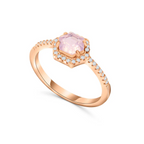Hexagon Rose Quartz Engagement Ring