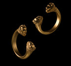Gold-Plated Lion Twin Head Ring