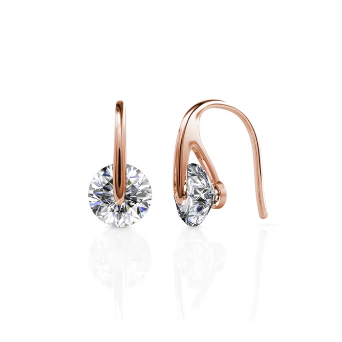 Elegant Hook Drop Rose Gold Plated Earrings Set embellished with Swarovski crystals