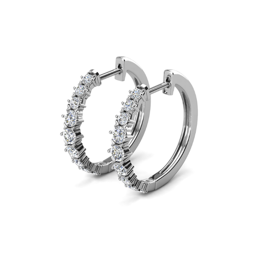 Huggie Hoop Pam Clip Silver Earrings embellished with Swarovski® Crystals