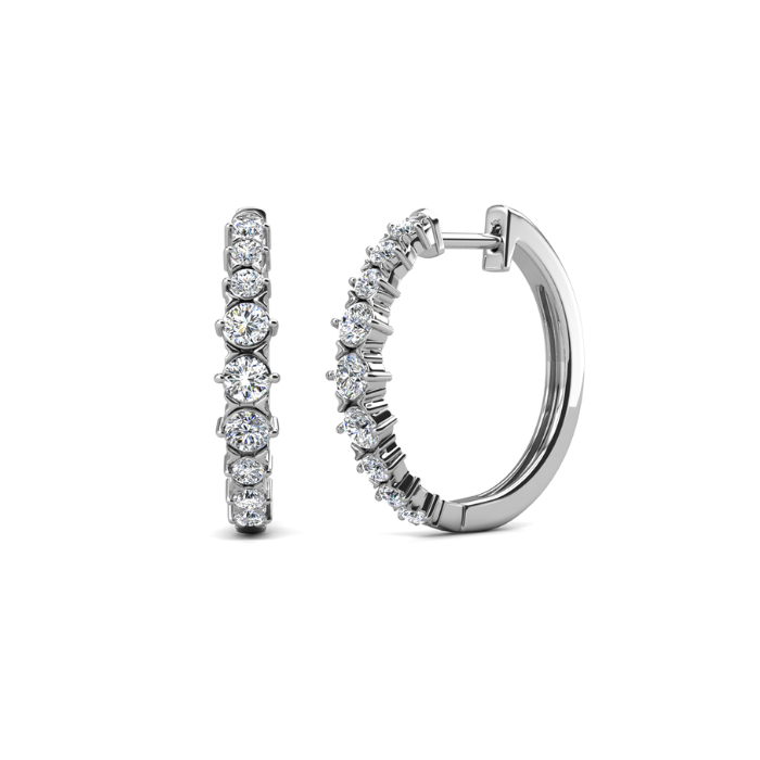 Huggie Hoop Pam Clip Rose Gold Plated Earrings embellished with Swarovski® Crystal