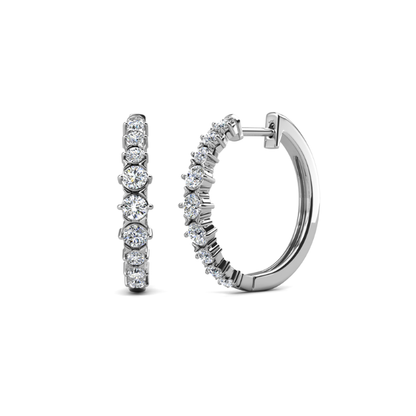 Huggie Hoop Pam Clip Rose Gold Plated Earrings embellished with Swarovski® Crystal