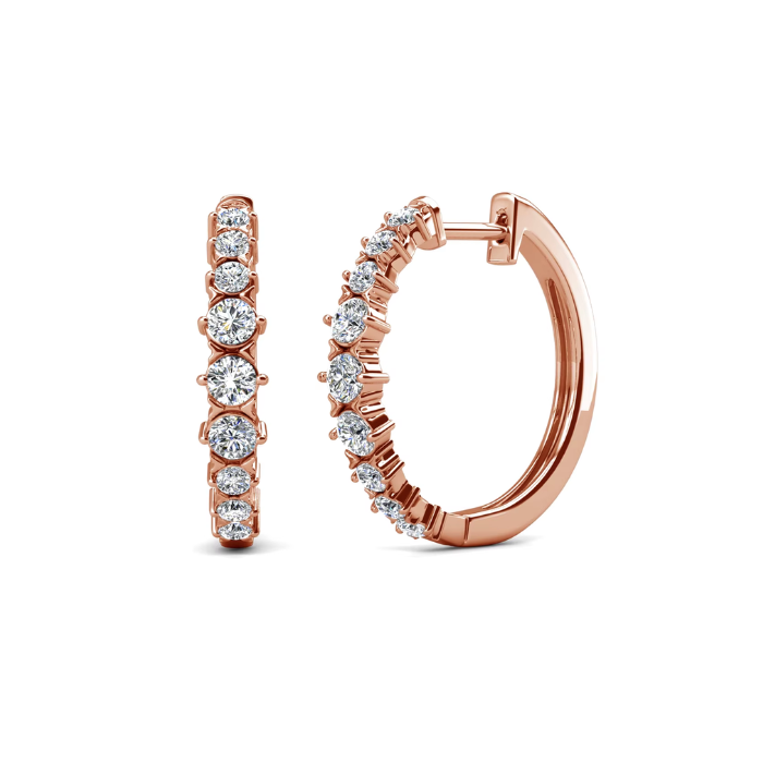 Huggie Hoop Rose Gold Plated Earrings embellished with Swarovski® Crystal