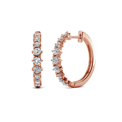 Huggie Hoop Pam Clip Rose Gold Plated Earrings embellished with Swarovski® Crystal