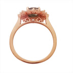 Halo Marquise Moss Agate Engagement Ring