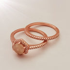 Hexagon Natural Opal Engagement Ring Set