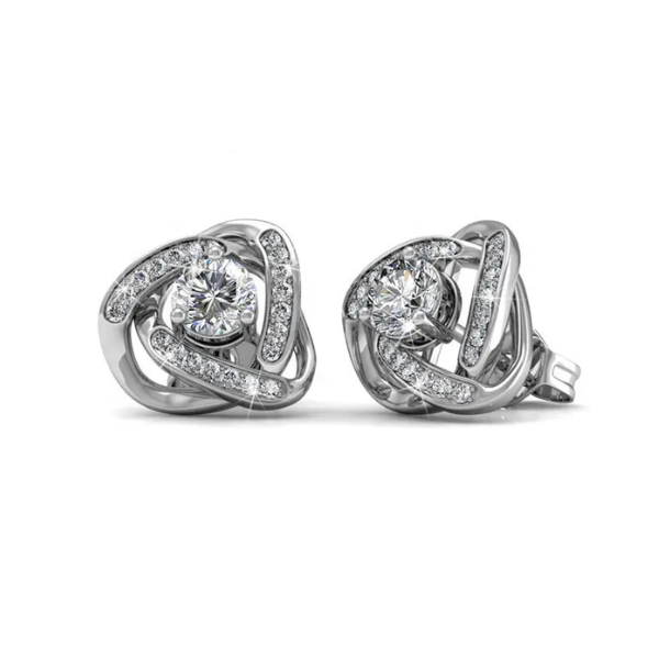 Love Knot Style Earrings &amp; Necklace Set – Embellished with Swarovski® Crystals