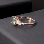 Green Moss Agate Five-Stone Engagement Ring | Rose Gold Sterling Silver