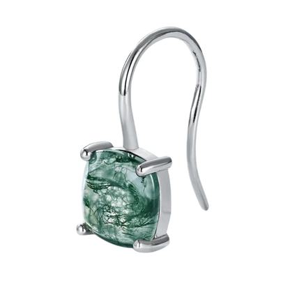 Dhia S925 Green Moss Agate Drop Earrings