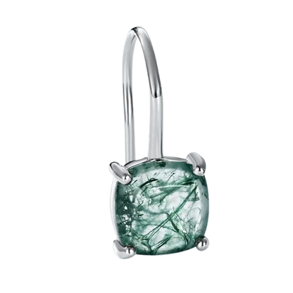 Dhia S925 Green Moss Agate Drop Earrings