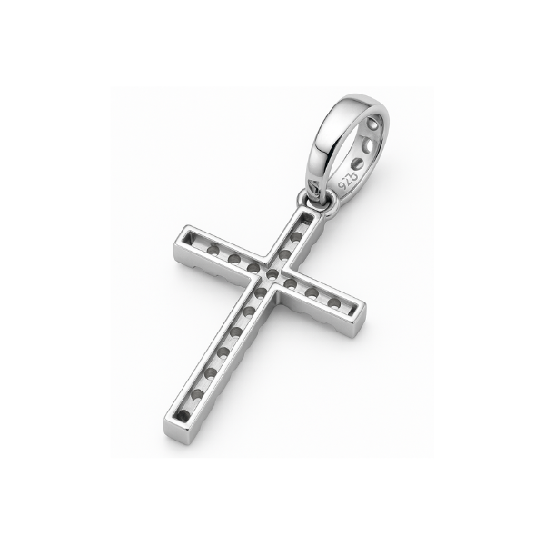 Paved Cross Necklace in Sterling Silver with Swarovski Crystals