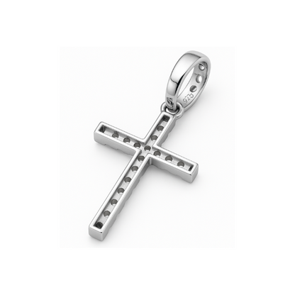 Paved Cross Necklace in Sterling Silver with Swarovski Crystals