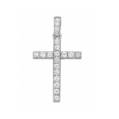 Paved Cross Necklace in Sterling Silver with Swarovski Crystals