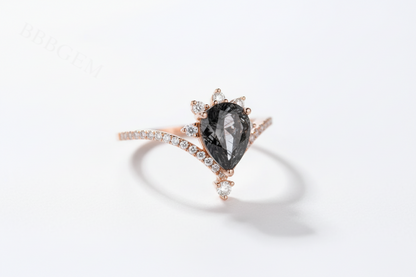 Pear Cut Wish Bone Engagement Black Rutilated Quartz Ring – Dhia Pear Cut Wish Bone Engagement Black Rutilated Quartz Ring – Dhia