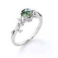 Dhia Jewellery Mossy Green Agate Leaf Solitaire - Silver