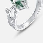 Dhia S925 Kite Cut Moss Agate Leaf  Ring