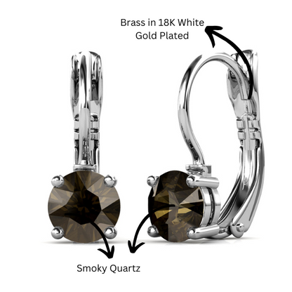Elegant Smoky Quartz Drop Earrings embellished with Swarovski crystals