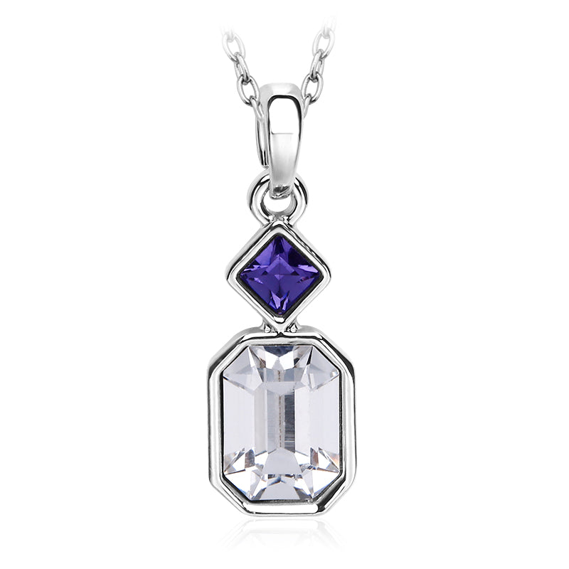 Octagonal Two Stone Necklace with Swarovski Crystals