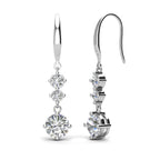 Tri Dangling Hook Crystal Drop Earrings with Crystals from Swarovski