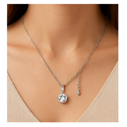 S925 Solitaire Necklace with Swarovski Crystals