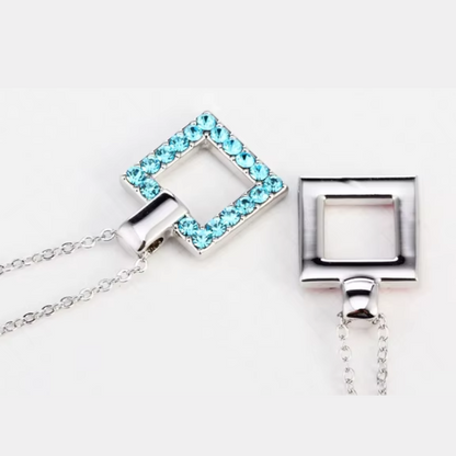 Light Blue Square Necklace embellished with Swarovski Crystal