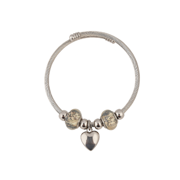 Dhia Cable Wire Heart Beads Adjustable Bangles