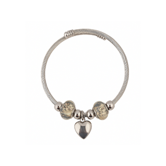 Dhia Cable Wire Heart Beads Adjustable Bangles