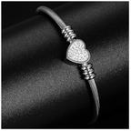 Dhia Cable Wire Heart Charm Bangle Bracelet