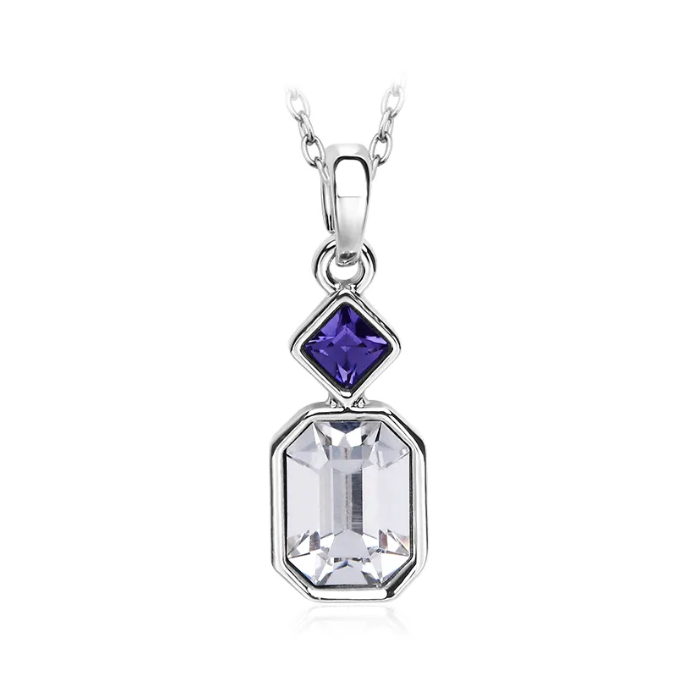 Octagonal Two Stone Necklace with Swarovski Crystals