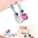 Octagonal Two Stone Necklace with Swarovski Crystals