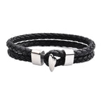 Mens Trendy Anchor Half-Cuff Leather Bracelet