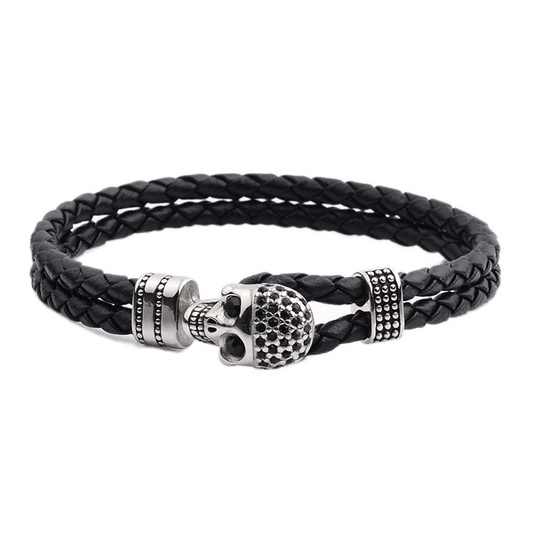 Mens Trendy Skull Style Leather Bracelet