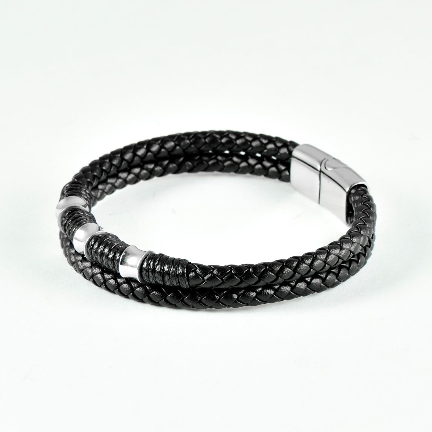 Mens Classic Trendy Double Layer Leather Bracelets