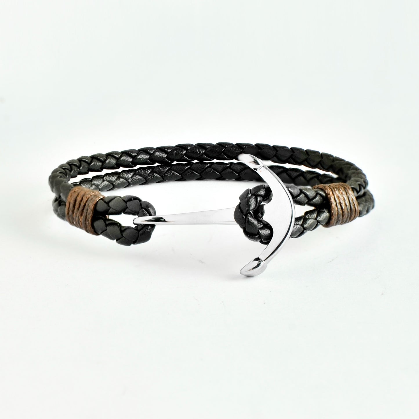 Mens Trendy Full Anchor Style Leather Bracelet