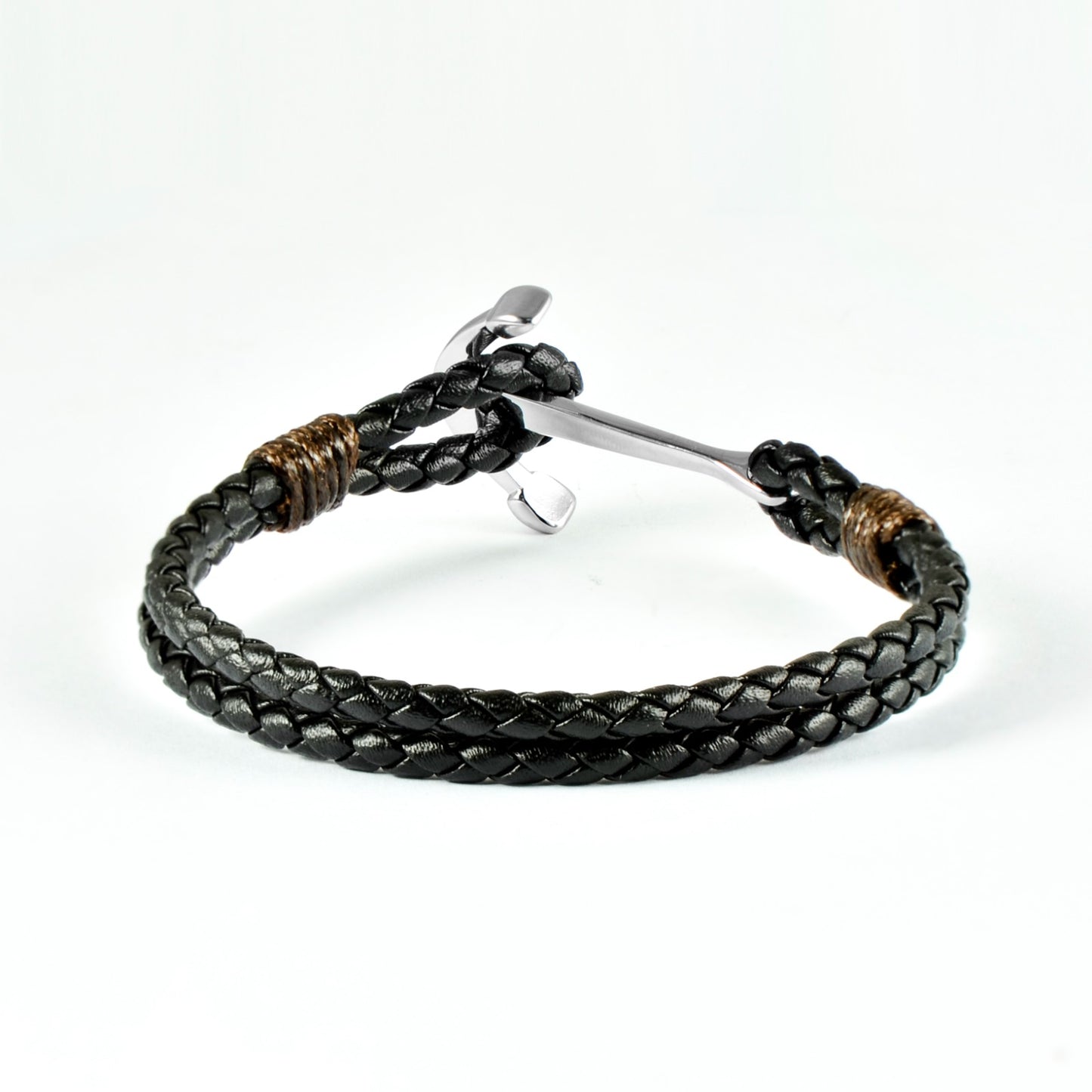 Mens Trendy Full Anchor Style Leather Bracelet