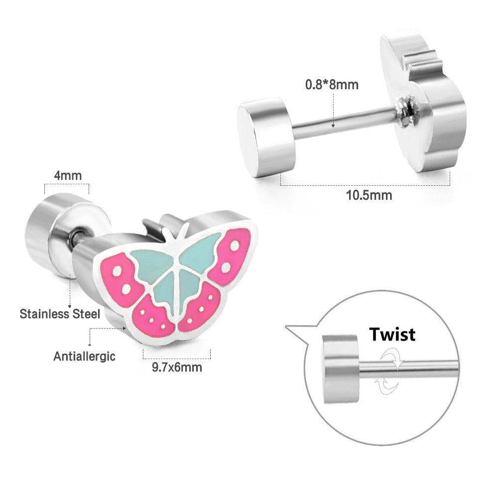 Butterfly & Hummingbirds Silver Earrings in 304 Stainless Steel
