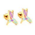 Hummingbirds Gold Plated Earrings in 304 Stainless Steel