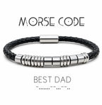 Men's Morse Code Leather Bracelet "Best Dad" Hidden Message