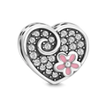 S925 Heart Daisy Charm