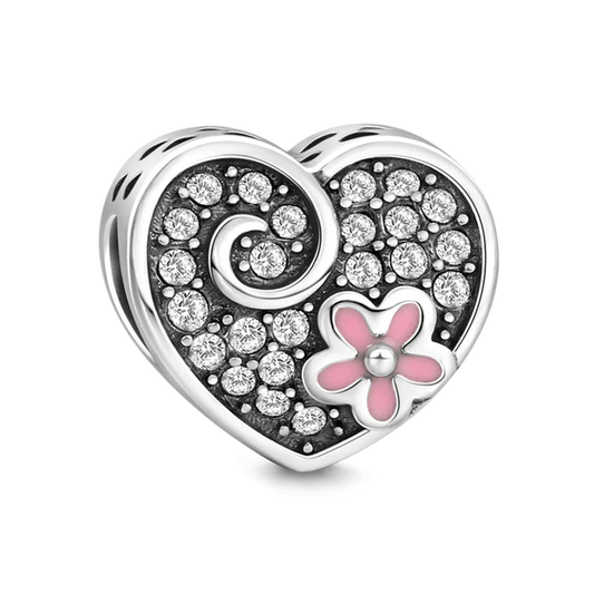 S925 Heart Daisy Charm