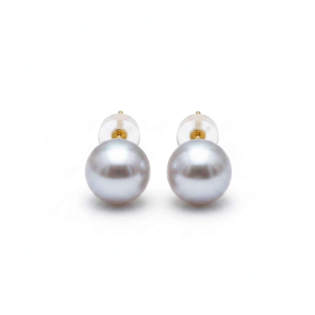 Akoya Pearl Studs - Yellow Gold Front