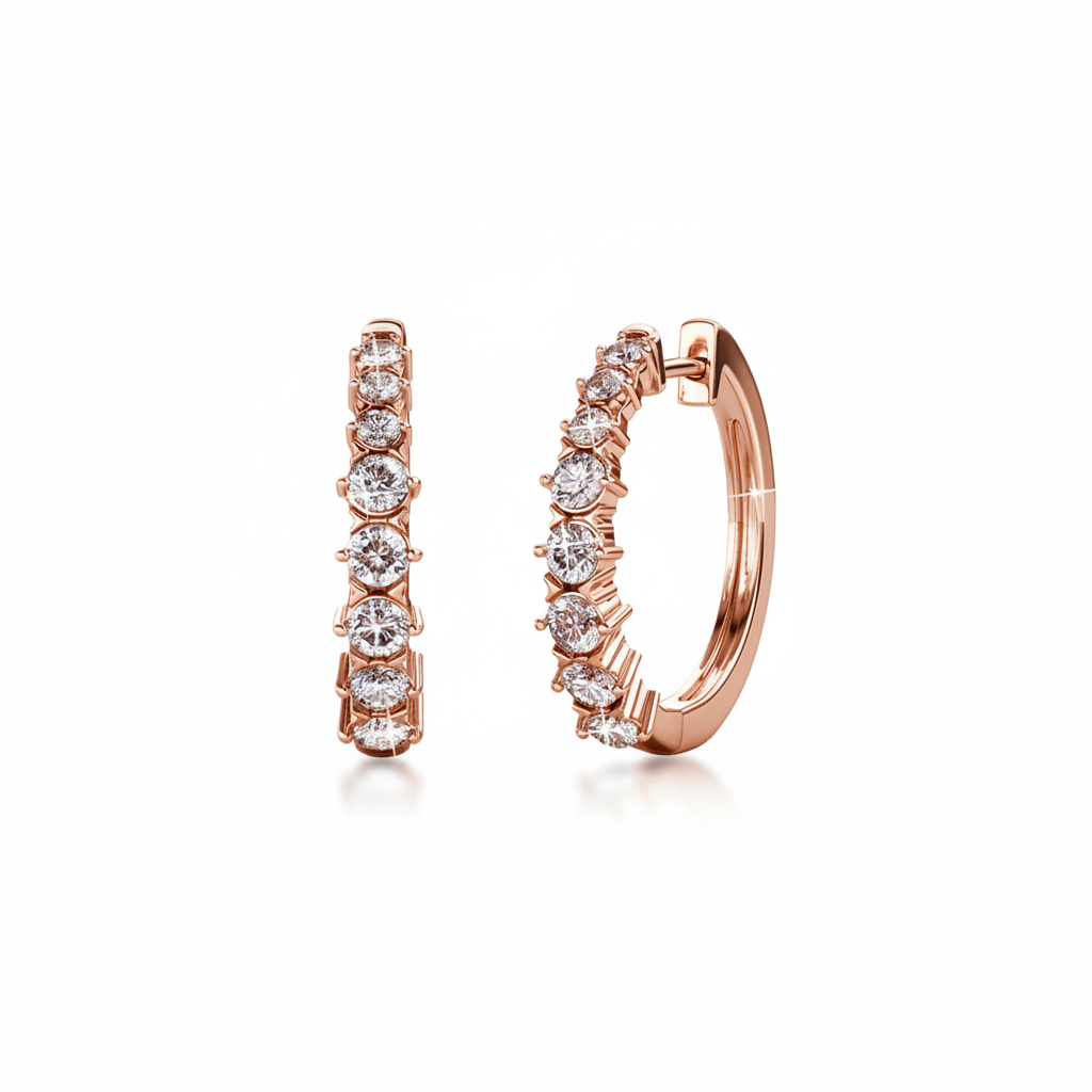 Austria Crystal Hoop Earrings - Rose Gold