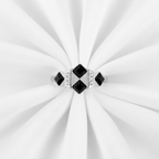 Black Square Ring - White Satin Flat Lay