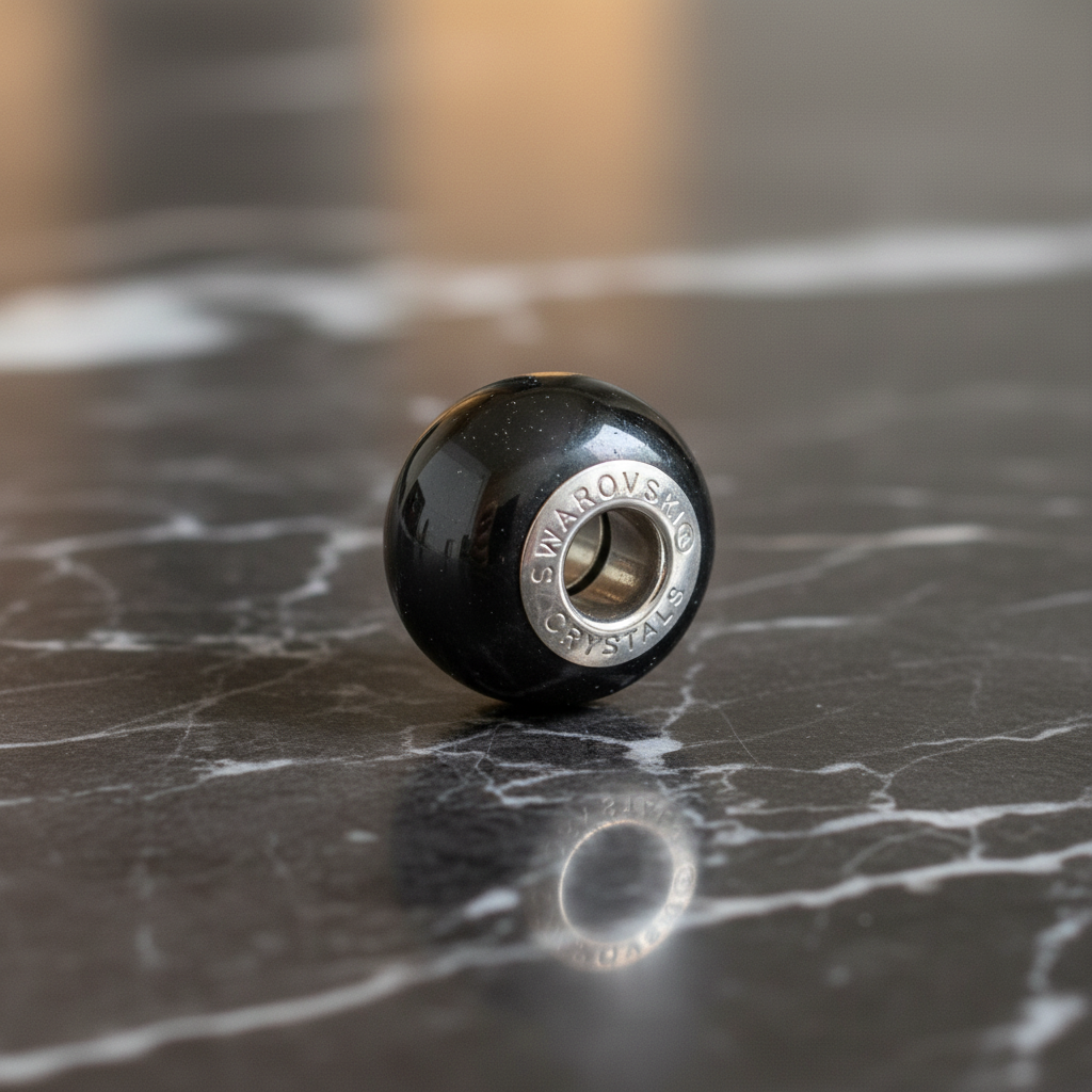 Black Swarovski BeCharmed Bead - Dark Marble