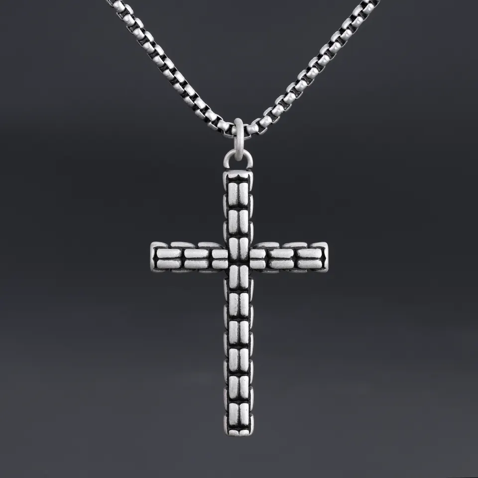 Trendy Block Cross Necklace