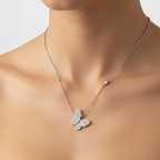Butterfly Necklace on Model Neckline