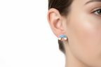 Cloud and Rainbow Earrings - Model Shot 1