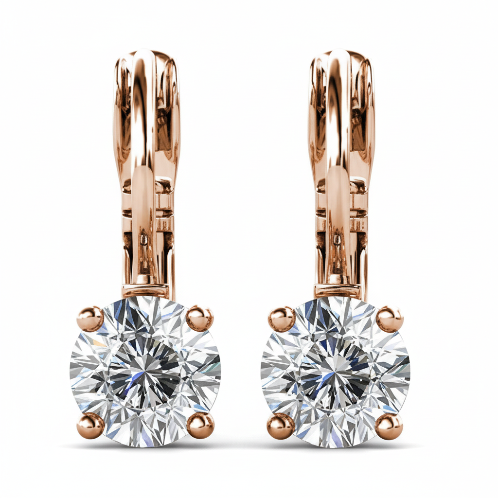 Elegant Clear White Rose Gold Plated Earrings– Embellished with Swarovski® Crystals