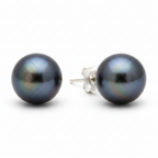 Tahitian Pearl Stud Earrings | 9–10mm | 18k Solid White Gold